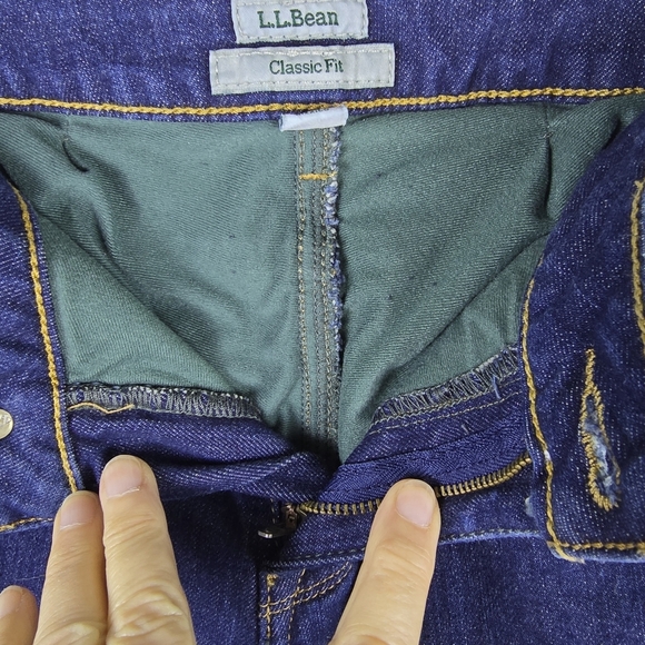 NWOT LL Bean Green Lined Women's Classic Fit High Rise Straight LegJeans 6Petite - Picture 10 of 12